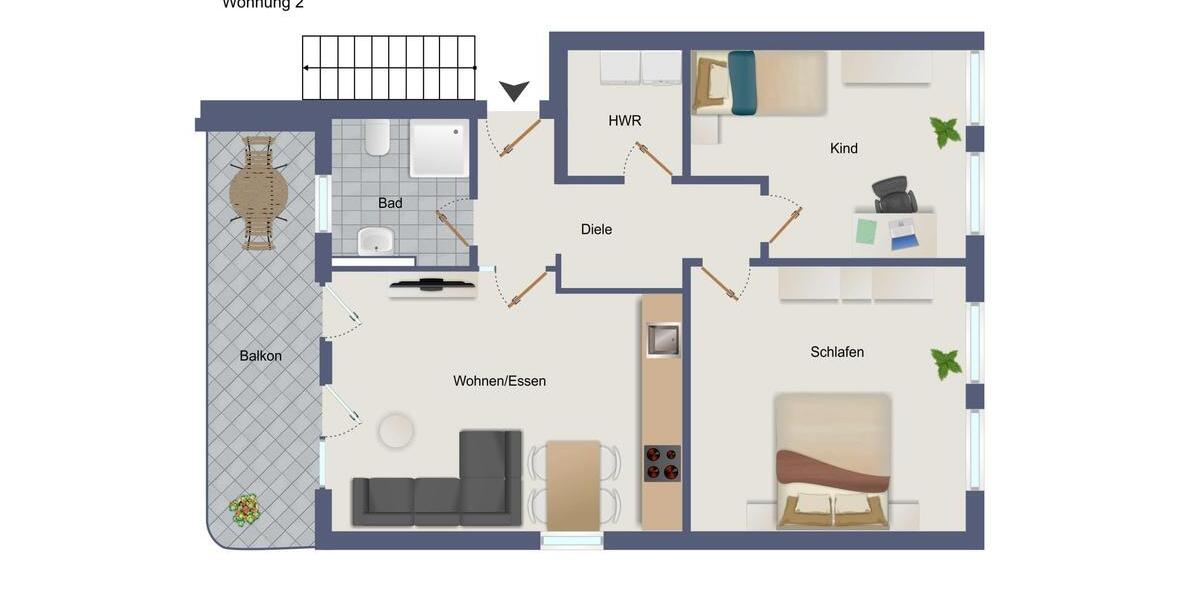 Etagenwohnung Nordhorn - 3 Zimmer, 78 m&sup2;, 1.245&euro; | Angebot:26095432