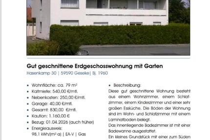 EG Wohnung mit kleinem Garten 3 zimmer