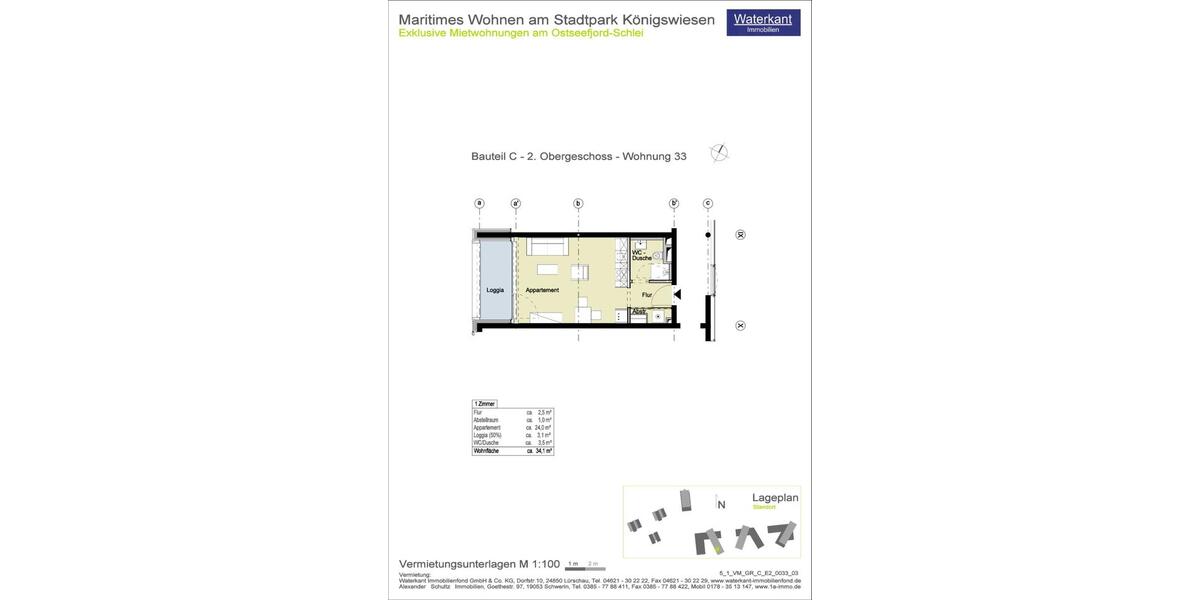 Etagenwohnung Schleswig - 1 Zimmer, 35 m&sup2;, 542&euro; | Angebot:25180353