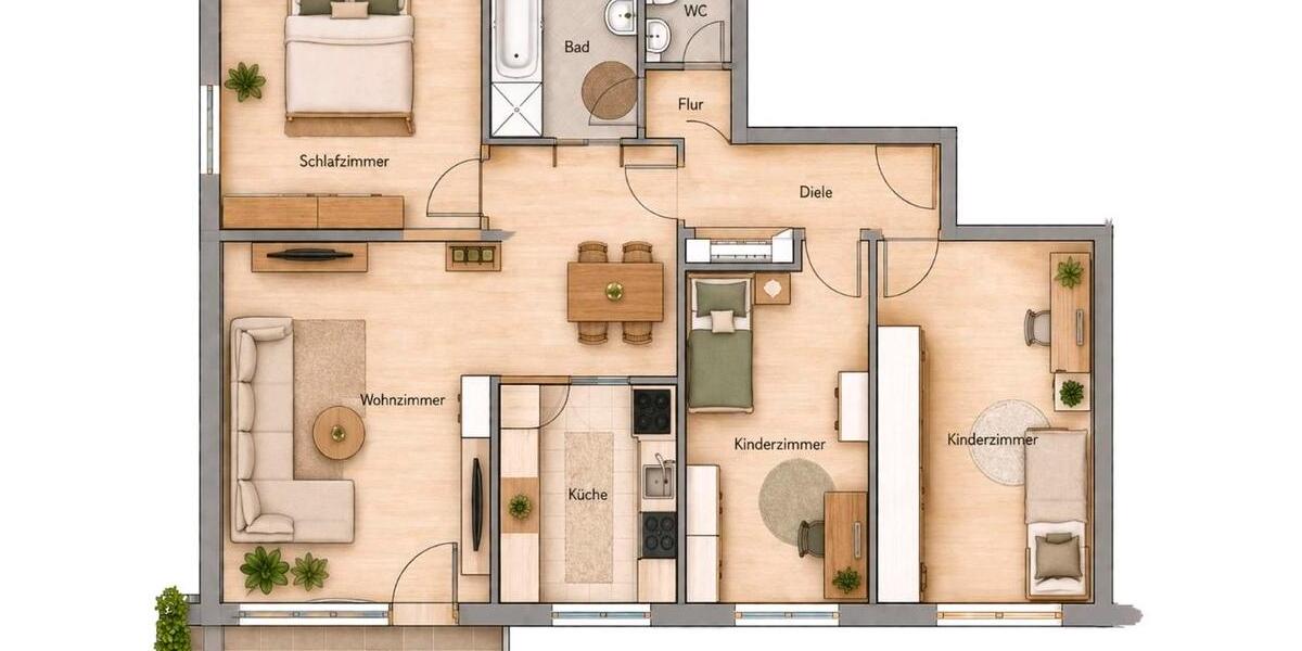 Etagenwohnung Sennfeld - 4 Zimmer, 104 m&sup2;, 1.100&euro; | Angebot:26626274