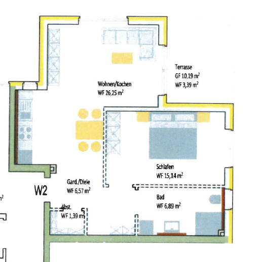 Etagenwohnung Bad Iburg - 2 Zimmer, 59 m&sup2;, 570&euro; | Angebot:26160613