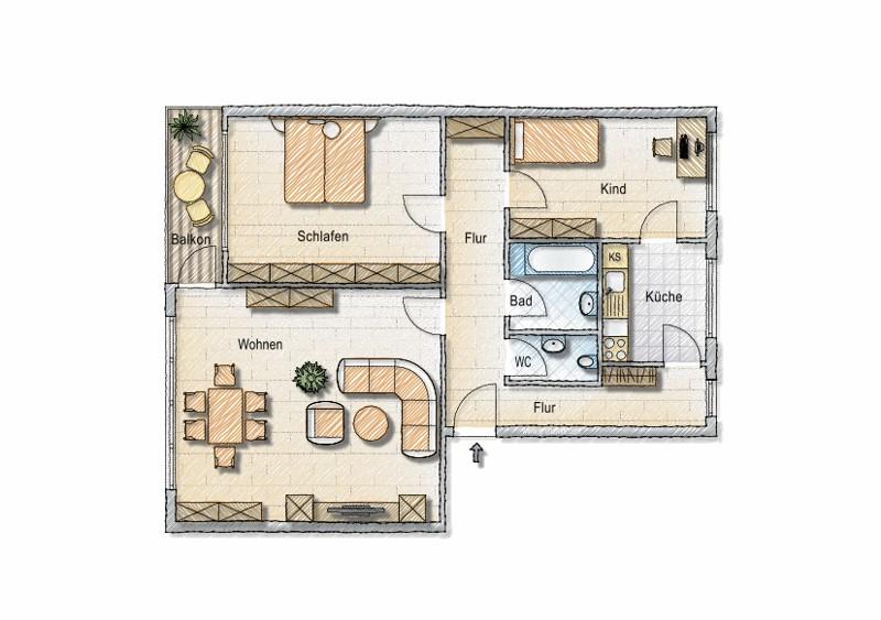 Hier lässt es sich aushalten: ansprechende 3-Zimmer-Wohnung in guter Wohnlage 3 zimmer