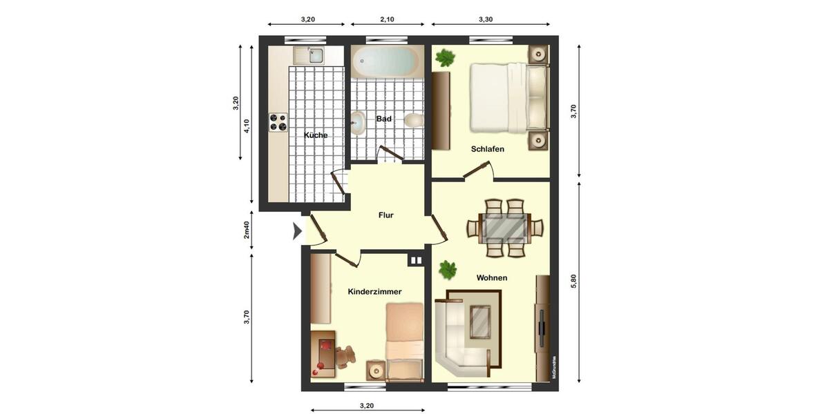 Etagenwohnung Frohburg - 3 Zimmer, 66 m&sup2;, 550&euro; | Angebot:25639181