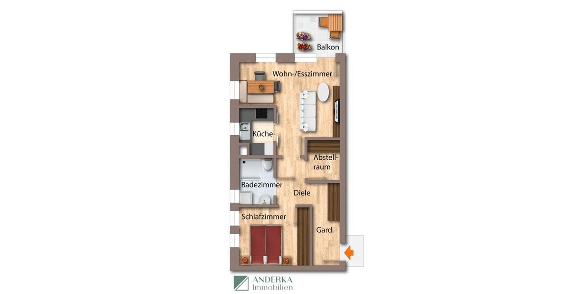 Etagenwohnung Günzburg - 2 Zimmer, 62 m&sup2;, 700&euro; | Angebot:26420667
