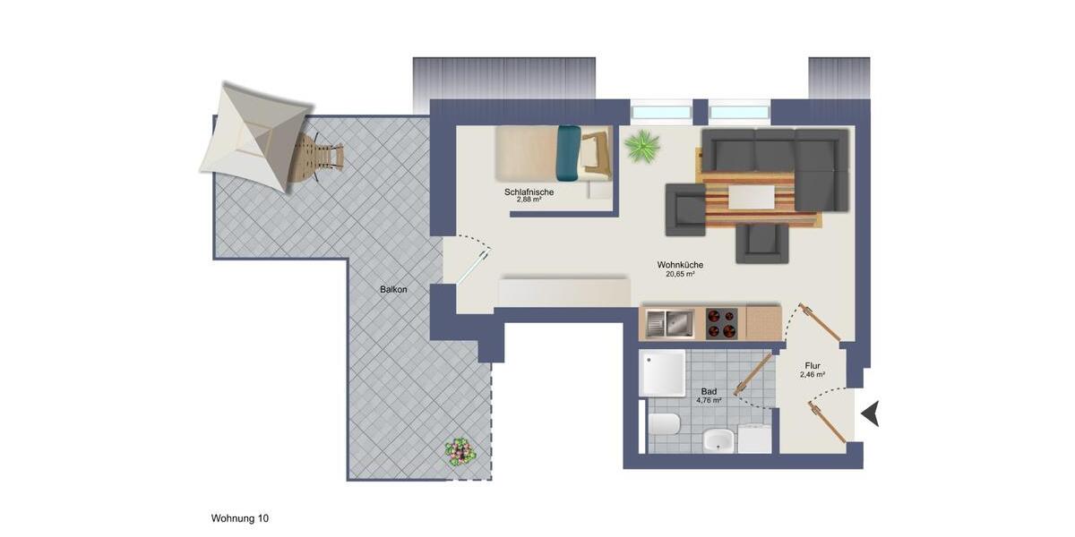Dachgeschoßwohnung Diepholz - 1 Zimmer, 31 m&sup2;, 552&euro; | Angebot:25220667