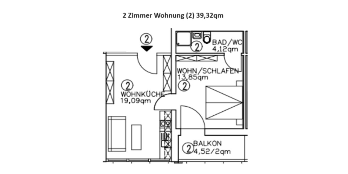 Erdgeschoßwohnung Lohberg - 2 Zimmer, 39 m&sup2;, 500&euro; | Angebot:24676678