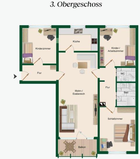 Etagenwohnung Erftstadt - 4 Zimmer, 100 m&sup2;, 1.280&euro; | Angebot:26670831