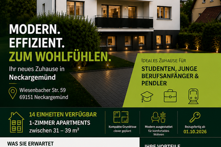 Wohnung Neckargemünd Kleingemünd - 1 Zimmer, 31 m&sup2;, 560&euro; | Angebot:27248559