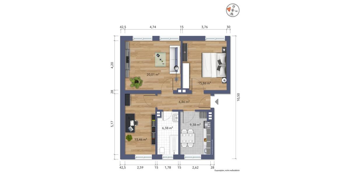 Erdgeschoßwohnung Zossen - 3 Zimmer, 72 m&sup2;, 1.000&euro; | Angebot:22516916