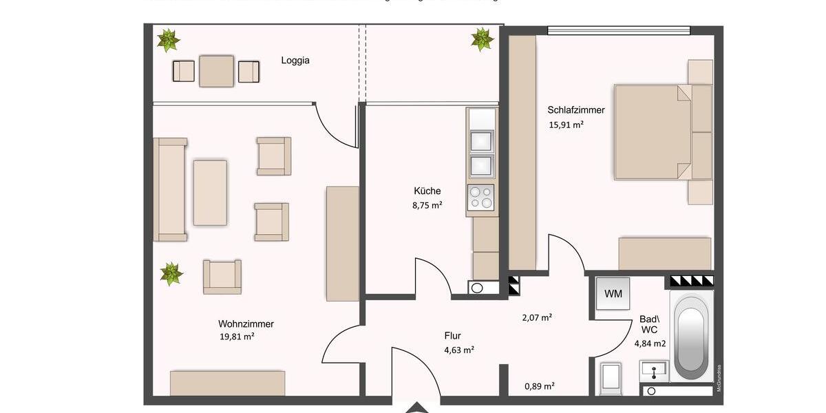 Etagenwohnung Darmstadt Darmstadt-Nord - 2 Zimmer, 61 m&sup2;, 669&euro; | Angebot:26423744