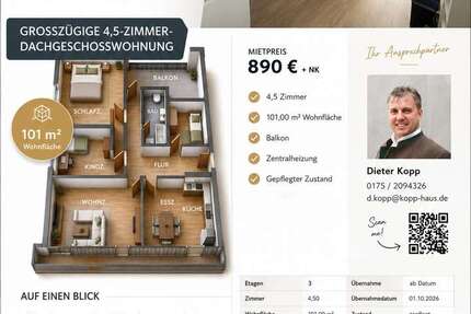 Wohnung Sulz am Neckar - 4.5 Zimmer, 101 m&sup2;, 890&euro; | Angebot:27069190