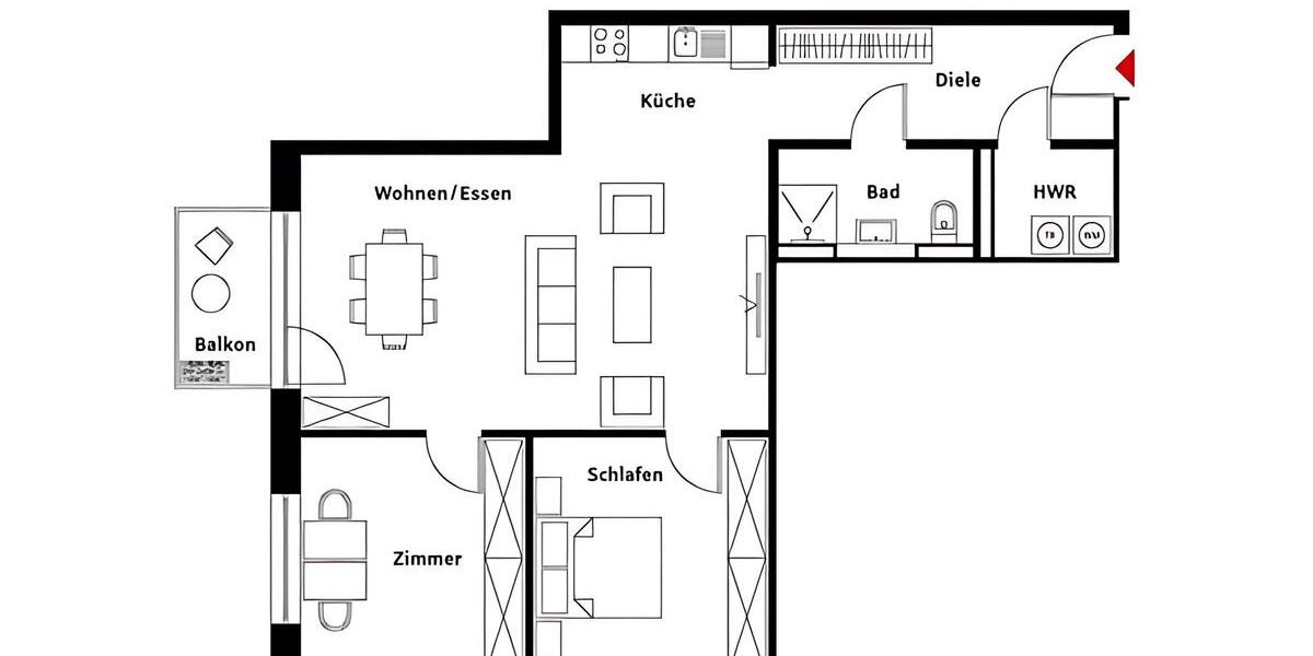 Etagenwohnung Münster Gievenbeck - 3 Zimmer, 88 m&sup2;, 900&euro; | Angebot:26705677