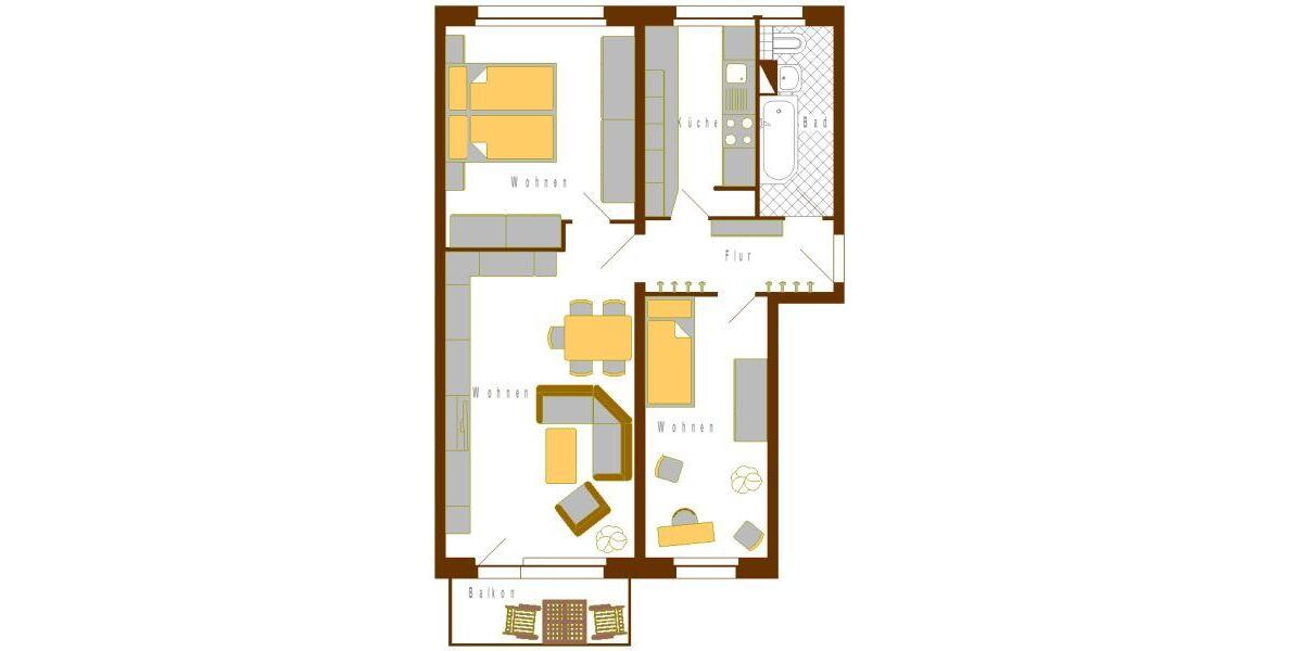 Etagenwohnung Schwedt (Oder) - 3 Zimmer, 59 m&sup2;, 357&euro; | Angebot:24487140