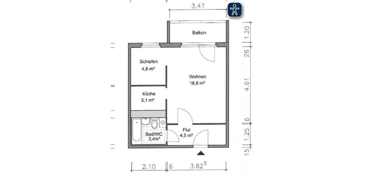 1,5 Zimmer Wohnung in Gera Zentrum mit EBK sowie Balkon 1 zimmer