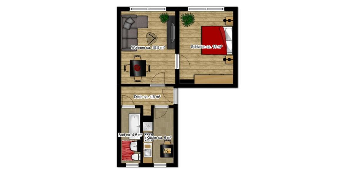 Etagenwohnung Borna - 2 Zimmer, 47 m&sup2;, 279&euro; | Angebot:23251497