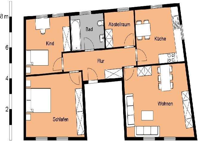 Etagenwohnung Oschersleben Oschersleben - 3 Zimmer, 76 m&sup2;, 482&euro; | Angebot:25899806