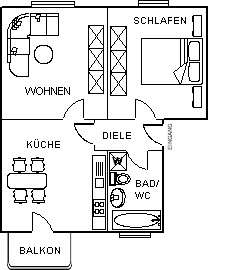 Wohnung Tirschenreuth - 2 Zimmer, 51 m&sup2;, 261&euro; | Angebot:25373696