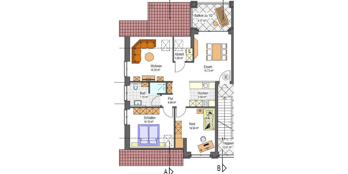 Dachgeschoßwohnung Barßel - 3 Zimmer, 85 m&sup2;, 850&euro; | Angebot:24465412