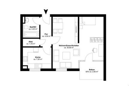 Wohnung Markkleeberg Markkleeberg-Ost - 1.5 Zimmer, 52 m&sup2;, 570&euro; | Angebot:27254868