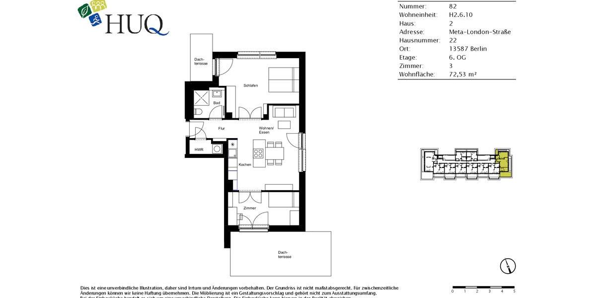 Dachgeschoßwohnung Berlin Spandau - 3 Zimmer, 73 m&sup2;, 1.695&euro; | Angebot:26165835