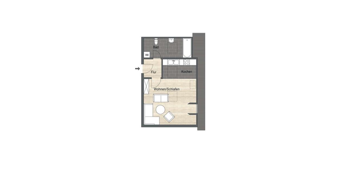 Dachgeschoßwohnung Dresden Cotta - 1 Zimmer, 37 m&sup2;, 562&euro; | Angebot:25974071