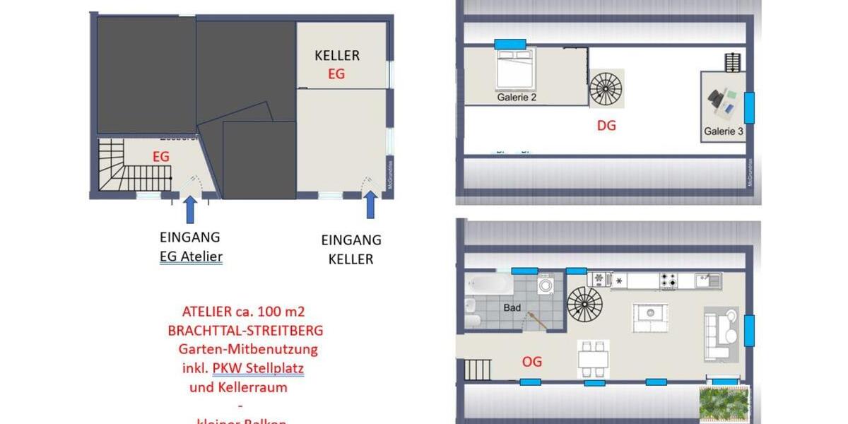 Loft - Studio - Atelier Brachttal - 1 Zimmer, 100 m&sup2;, 950&euro; | Angebot:25101910