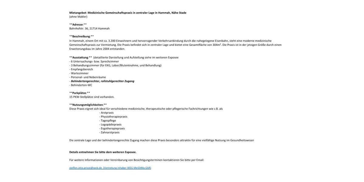 Medizinische Gemeinschaftspraxis in zentraler Lage in Hammah zimmer