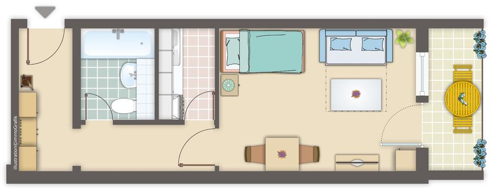Dachgeschoßwohnung Döbeln - 1 Zimmer, 31 m&sup2;, 210&euro; | Angebot:24699470