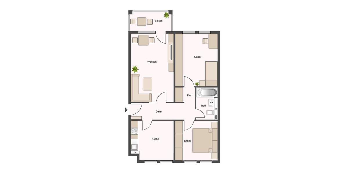 Etagenwohnung Lüneburg Mittelfeld - 3 Zimmer, 82 m&sup2;, 920&euro; | Angebot:25666050