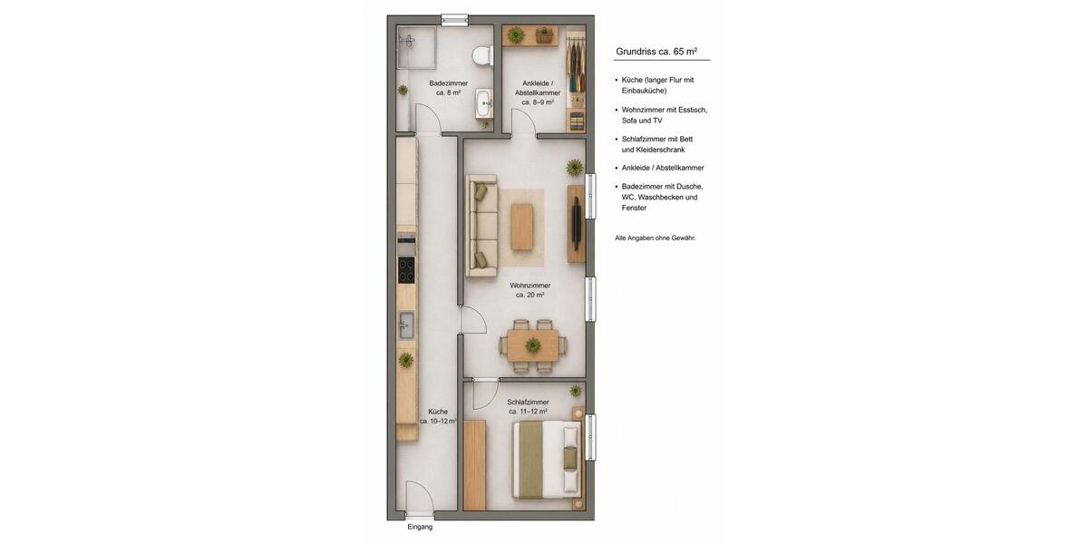 Etagenwohnung Tating - 2.5 Zimmer, 65 m&sup2;, 700&euro; | Angebot:26429255