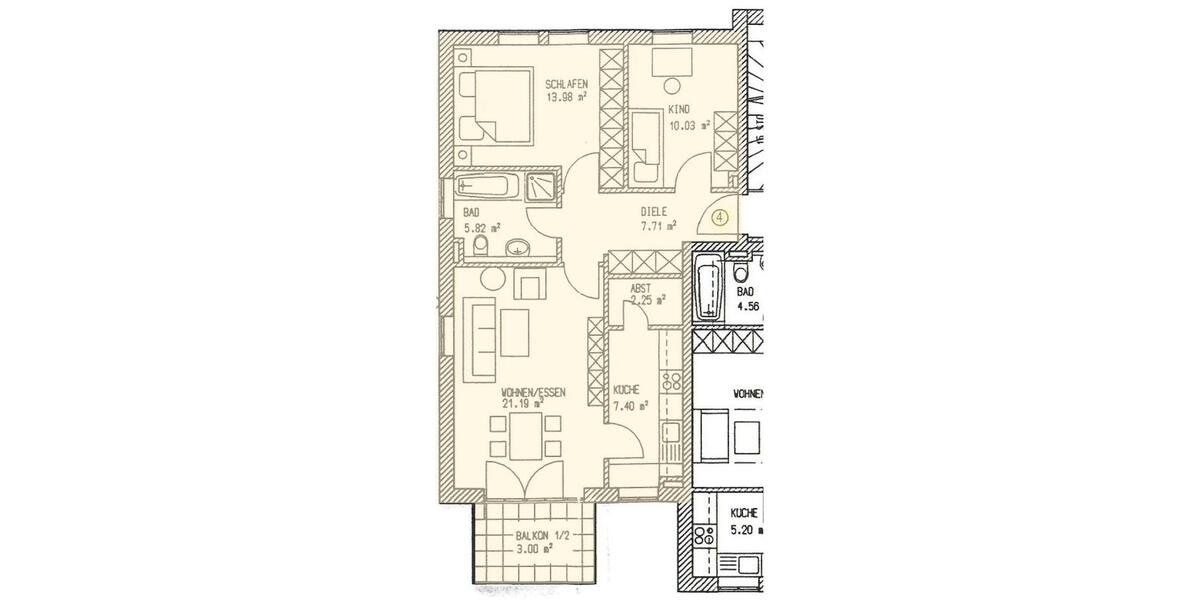 Etagenwohnung Ingolstadt Münchener Straße - 3 Zimmer, 71 m&sup2;, 999&euro; | Angebot:26044250