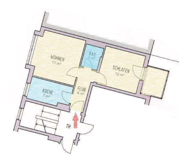 Etagenwohnung Hildesheim Neustadt - 2 Zimmer, 48 m&sup2;, 450&euro; | Angebot:25939408