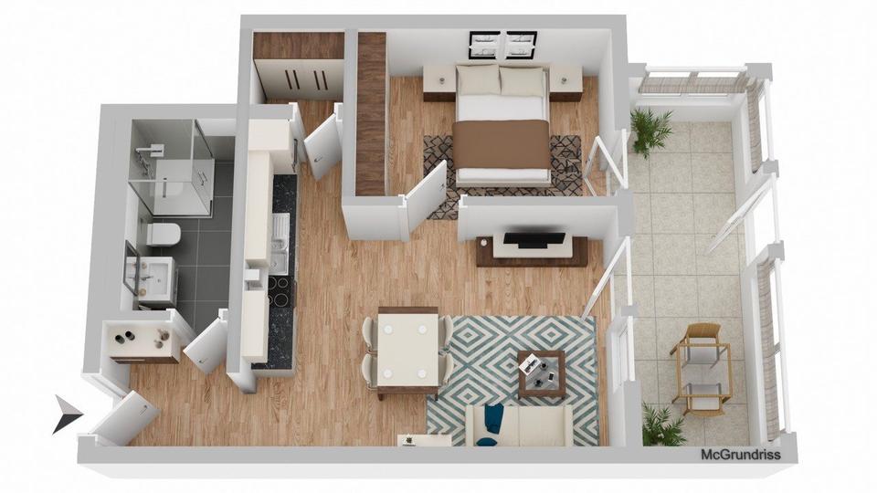 Erdgeschoßwohnung Deggendorf - 2 Zimmer, 54 m&sup2;, 695&euro; | Angebot:26581677
