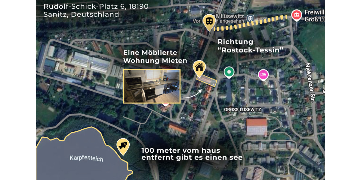 Wohnen auf Zeit Sanitz - 1 Zimmer, 12 m&sup2;, 50&euro; | Angebot:25921178