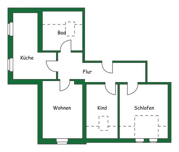 Etagenwohnung Welzow - 2 Zimmer, 57 m&sup2;, 300&euro; | Angebot:25881964