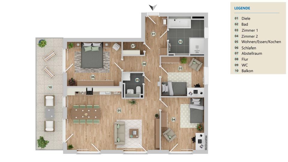 Etagenwohnung Eichstätt - 4 Zimmer, 114 m&sup2;, 1.400&euro; | Angebot:26625761