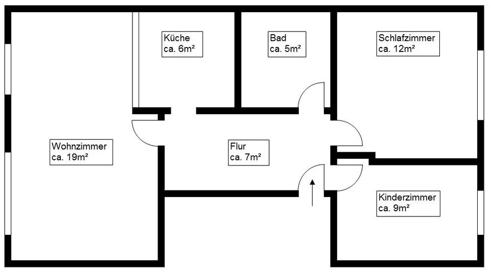 Etagenwohnung Weißwasser (Oberlausitz) - 3 Zimmer, 56 m&sup2;, 308&euro; | Angebot:26338036