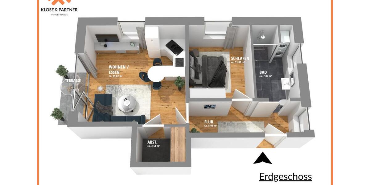 Erdgeschoßwohnung Schleswig - 2 Zimmer, 68 m&sup2;, 930&euro; | Angebot:23862899