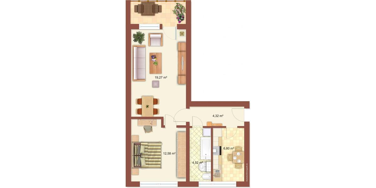 Erdgeschoßwohnung Limbach-Oberfrohna Oberfrohna - 2 Zimmer, 50 m&sup2;, 275&euro; | Angebot:24598530