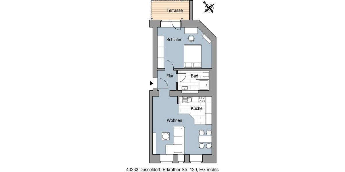 Traumwohnung! Erdgeschosswohnung mit Terrasse in Flinger ab dem 01.12.2025 2 zimmer