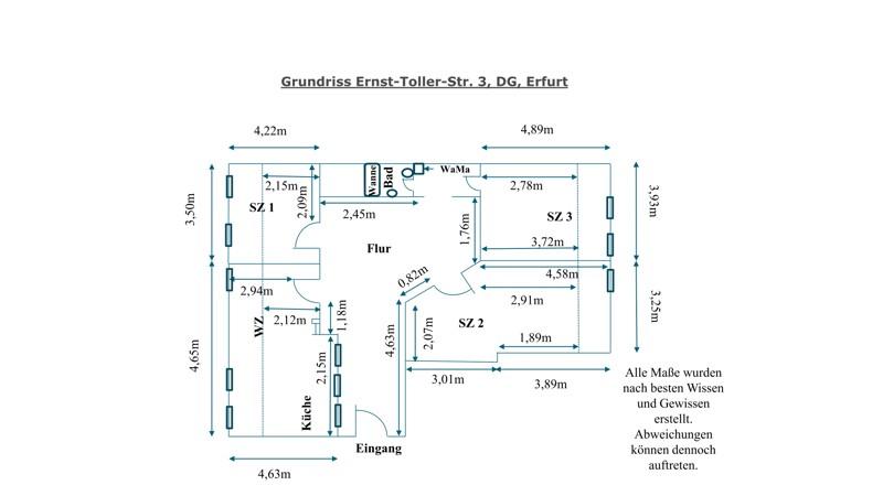Dachgeschoßwohnung Erfurt Johannesplatz - 3.5 Zimmer, 85 m&sup2;, 776&euro; | Angebot:24994577