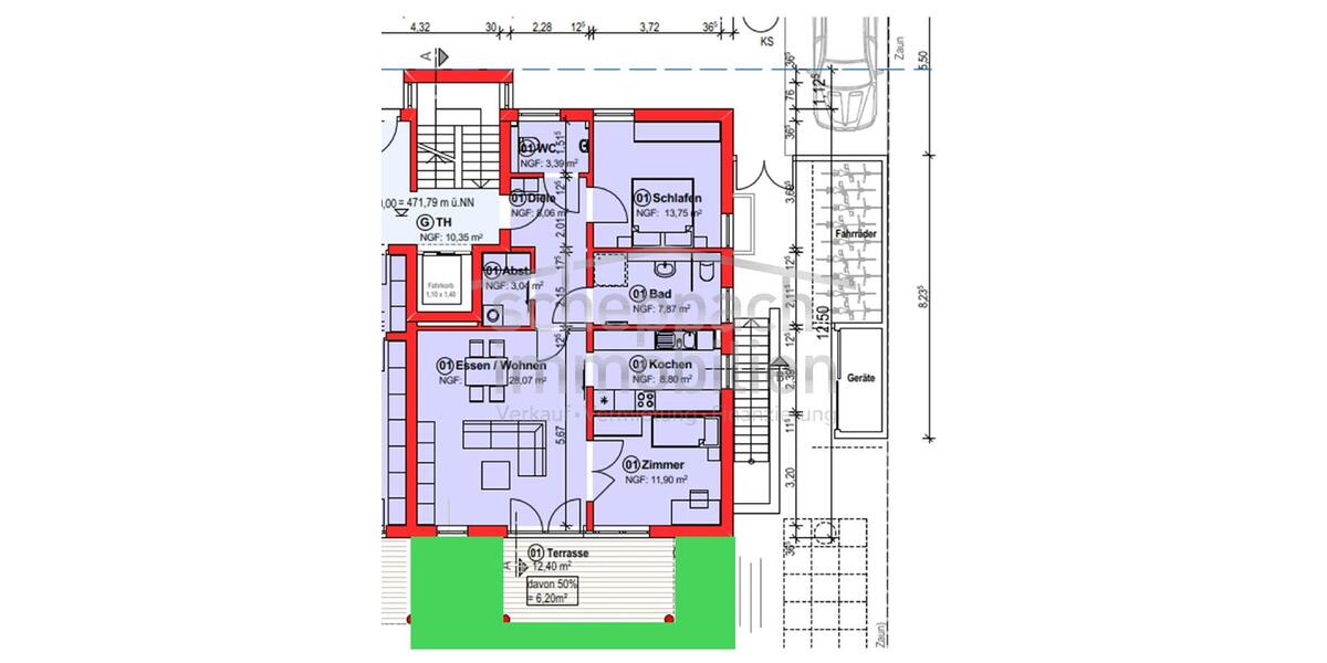 Erdgeschoßwohnung Neu-Ulm Ludwigsfeld - 3 Zimmer, 91 m&sup2;, 1.250&euro; | Angebot:26384438