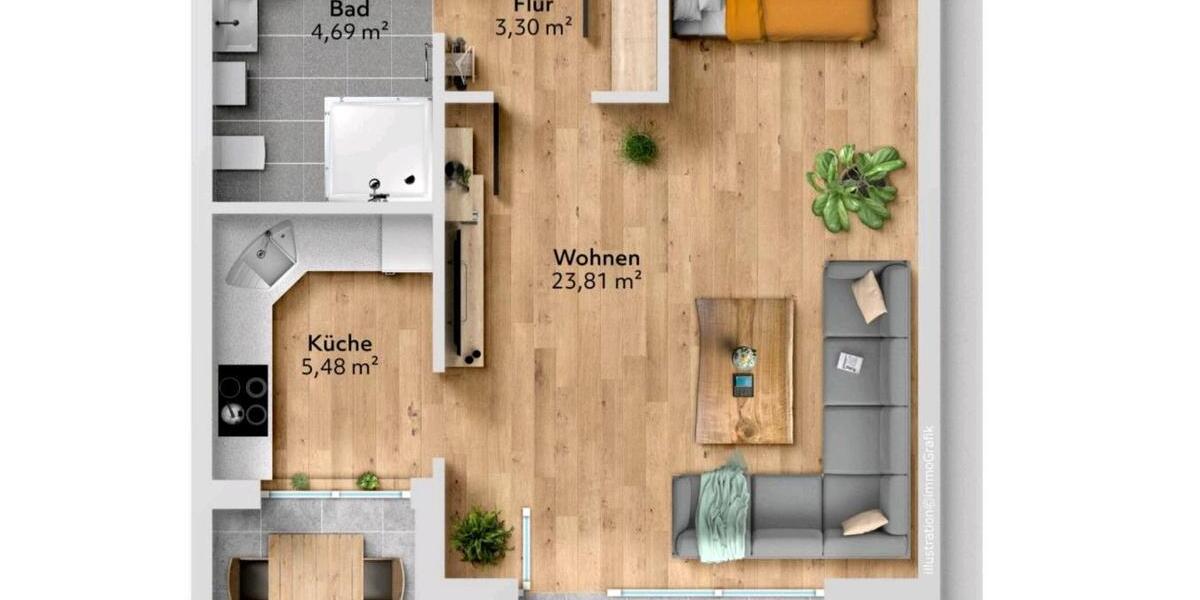 Etagenwohnung Fürstenfeldbruck - 1 Zimmer, 42 m&sup2;, 1.000&euro; | Angebot:25932579