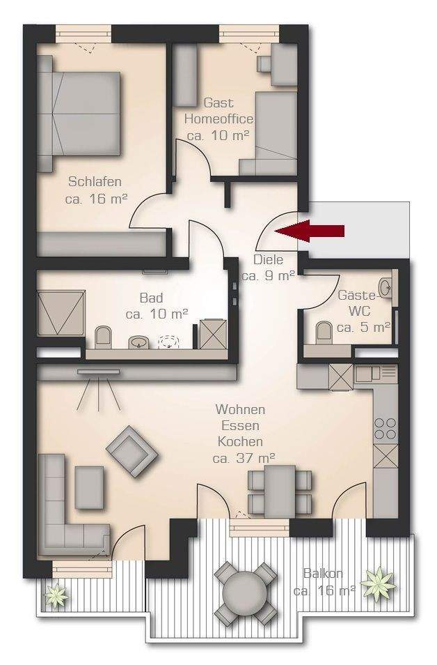 Die Seele baumeln lassen: Tolle 3-Zi. Wohnung mit Sonnenbalkon und vielen Wohnfeelings! 3 zimmer