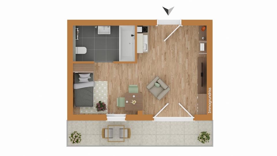 Etagenwohnung Bad Laasphe - 1 Zimmer, 33 m&sup2;, 320&euro; | Angebot:26442295