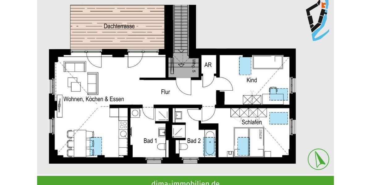 Dachgeschoßwohnung Schkeuditz - 3 Zimmer, 110 m&sup2;, 1.320&euro; | Angebot:24152158