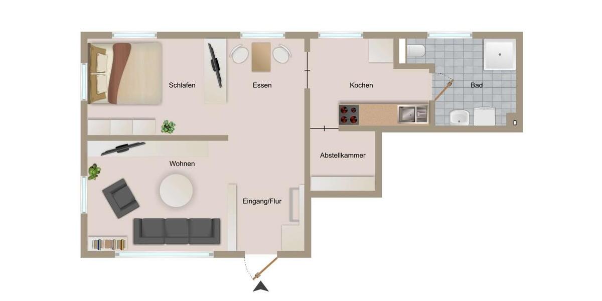 Erdgeschoßwohnung Bautzen - 1.5 Zimmer, 41 m&sup2;, 245&euro; | Angebot:26455737