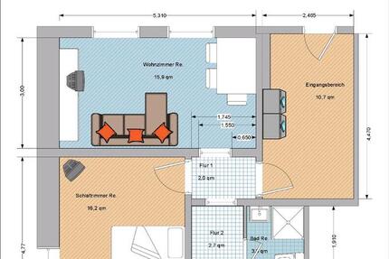 Wohnung Donaueschingen - 2 Zimmer, 48 m&sup2;, 730&euro; | Angebot:25658026