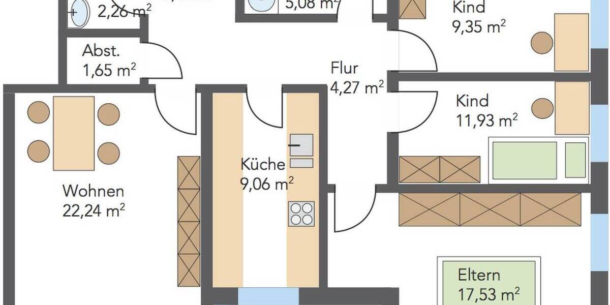 Etagenwohnung Goslar Steinberg - 4 Zimmer, 93 m&sup2;, 740&euro; | Angebot:26757442