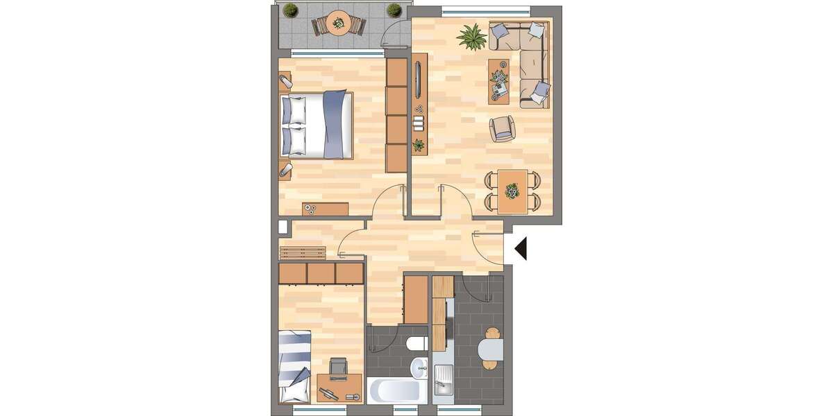 Etagenwohnung Kiel Mettenhof - 3 Zimmer, 66 m&sup2;, 639&euro; | Angebot:26215690